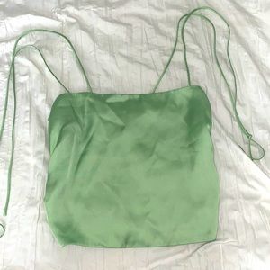 Urban Outfitters satin sage green tank top.